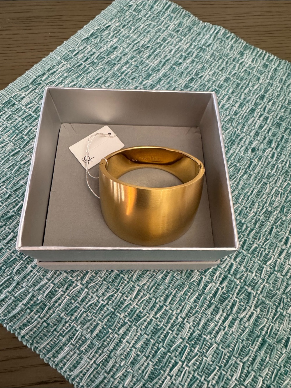 Calvin Klein Gold Tone Hinged Cuff Bracelet